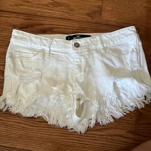 Low-Rise White Jean Shorts